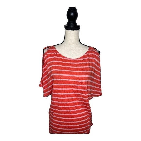 TOMMY BAHAMA Red And White Stripe Blouse. Size Medium - Picture 2 of 6